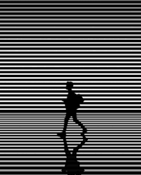 Merupakan karya baru dari sisi visual ide karakter gaya warna garis dan bentuk belum pernah ada sebelumnya. Gambar Orang Berlari Hitam Putih
