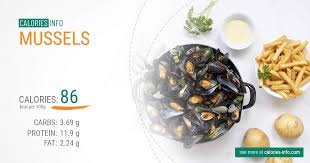 How many carbs in clamato? Mussels Calories In 100g Oz One Mussels Cup And More