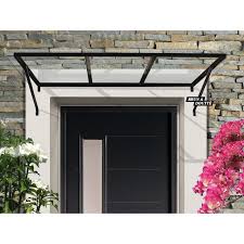 Marquise De Porte D Entree Acier Noir Atelier L 140 X H 25 X P 90 Cm Brun Et Doutte En 2021 Porte D Entree Acier Auvents Maison Marquise Moderne