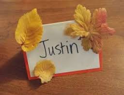 Thread ribbon through the holes, tie in a simple knot, and let the ribbon tails dangle. Thanksgiving Place Card Craft All Kids Network
