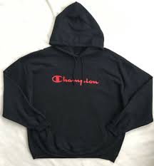 Black And Red Champion Hoodie Champion Mens Hoodie Script Logo Hooded Pullover Sweatshirt Black Red Nwt 3xl Champion Hoodie Black Sweatshirts Hooded Pullover Hoodies Men