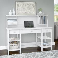 Copper Grove Rustavi 60 Inch White Desk With Storage Shelves And Small Hutch Organizer Overstock 22044766 Toyooka craft wooden writing desk with casters 2 pattern transformation japan.