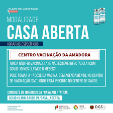 Em comunicado enviado às redações, as autoridades de saúde informam que está já em funcionamento nos centros de vacinação, a partir de hoje, a. Amadora Municipio Novo Horario Todos Os Dias Das 17 As 19 Horas A Modalidade Casa Aberta Esta Disponivel Para A Vacinacao De Primeiras Doses De Utentes Nao Estejam Agendados Com Idade
