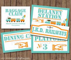 Train Signs Set Of 5 Baggage Claim Directions Dining Etsy Ticket Invitation Birthday Train Ticket Invitations Train Decor