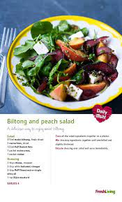 Biltong And Peach Salad African Food Biltong South African Recipes