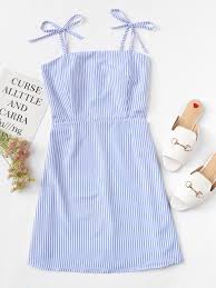 Knot Shoulder Striped Cami Dress Cute Casual Outfits Fashion Outfits Girly Outfits