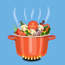 To prepare or treat by heating: Cooking Pot On Stove With Vegetables Stock Vector Illustration Of Preparation Icon 125760583