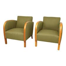 1940s Vintage Green Art Deco Swedish Club Chairs A Pair For Sale Club Chairs Art Deco Chair Outdoor Lounge Chair Cushions