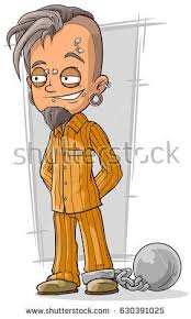 Cartoon Smiling Piercing Prisoner Punk In Orange Robe With Metal Chain Illustration Cartoon Smile Cartoon Illustration