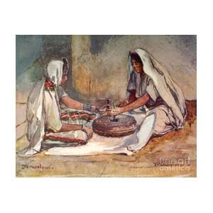 Two Women Grinding At A Hand Mill by Print Collector