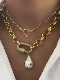 Gold Chain Necklace Minimal Gold Chain Necklace Chunky Gold Etsy In 2021 Chunky Gold Necklaces Chunky Gold Chain Necklace Gold Pearl Necklace