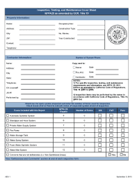 Engaged parties names, places of residence and phone numbers etc. 5 Year Fire Sprinkler Inspection Form
