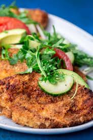 Well october fest is over but we are cooking. Crispy Chicken Schnitzel Recipe Best Pan Fried Chicken Breast The Mediterranean Dish