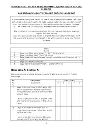 Please, verify your browser parameters. Doc Borang Soal Selidik Tentang Pembelajaran Subjek Bahasa Inggeris Questionaire About Learning English Language Linda Rosle Academia Edu
