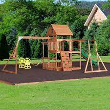 Backyard Discovery Monticello Cedar Swing Set Walmart Com Backyard Swing Sets Backyard Swings Backyard Playset