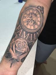 Clock Rose Tattoo Clock And Rose Tattoo Family Tattoos Tattoos