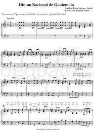 En el ño de 1896 el general reyna barrios, el entonces gobernante, convocó a un concurso para la letra y música del himno nacional. Partitura Del Himno Nacional De Guatemala Deguate Com