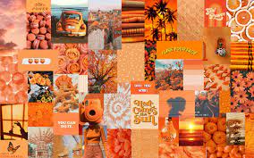 Aesthetic Orange Computer Collage In 2021 Macbook Wallpaper Orange Wallpaper Easy Canvas Art