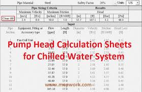 pump head calculation sheet for chilled water systems