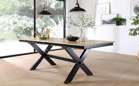 Date of manufacture declared on all antique extending tables. Grange Painted Black Oak Extending Dining Table 4 Perth Vintage Brown Leather Chairs Furniture And Choice
