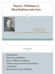 noyes whitney dissolution rate law1