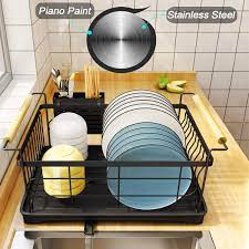 Check spelling or type a new query. Buy Brian Dany Dish Drying Rack With Drip Tray Stainless Steel Dish Drainer With Wooden Handles And Cutlery Holder 18 4 X 12 5 X 9 Inches Black Online In Italy B08cx7f715