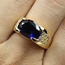 Jenny G Jewelry Size 9 10 11 Classic Men S Sapphire 10kt Yellow Gold Filled Ring Ebay Mens Ring Designs Stone Ring Design Gold Ring Designs
