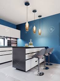 three chairs in a modern kitchen