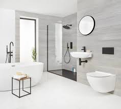 Jan 21 2014 beautiful bathrooms that are black white gray and a combination of all three. Pinterest Min Bathroom Design Black Black Bathroom Bathroom Style