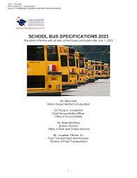 SCHOOL BUS SPECIFICATIONS 2023