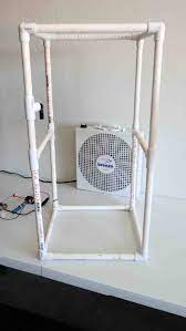 Look at the motor and belt which drives the fan. Diy Portable Camping Pvc Pipe Evap Air Conditioner