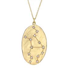 Ny in the 1970's 18k yellow gold stamped: Brooke Gregson Virgo 14k Gold Diamond Constellation Astrology Necklace At Voiage Jewelry