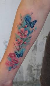 Cherry blossom floral shoulder tattoo for. Watercolor Flower Tattoos A Visual Guide