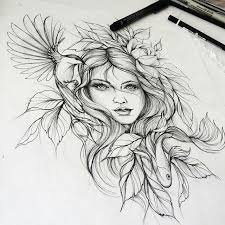 Black And White Flower Crown Drawing Pin By Leighanna Allman On Potom Porisovat Mother Nature Tattoos Face Drawing Goddess Tattoo