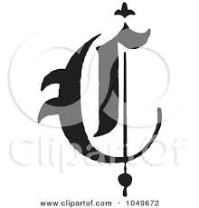 royalty free rf clip art illustration of a black and white old english abc letter c by bestvector 1049672