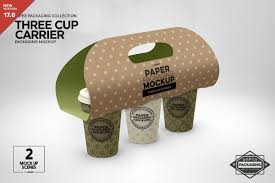 This doughnut mockup will make your design look flawless. Three Cup Paper Carrier Mockup Design Mockup Free Free Psd Mockups Templates Free Psd Design
