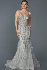 Gri Otris Detayli Ozel Tasarim Abiye Abu055 The Dress Elbise Modelleri Balo Elbiseleri