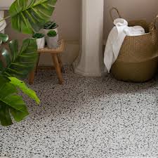 Karndean kp52 caribbean driftwood knight tile vinyl flooring gives you the antique reclaimed inspired effect driftwood in a cool dark brown palette. 30 5cm X 30 5cm Terrazzo Peel And Stick Vinyl Floor Tiles 274 5059 Create Your World