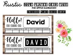 Simple Rustic Desk Name Tags Upper Elementary Place Value Chart Decimals