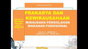 Materi kewirausahaan kelas xii semester 2 kurikulum 2013. Prakarya Kelas 12 Semester 2 Wirausaha Pengolahan Makanan Fungsional Youtube