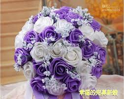 Purple Flower Bouquets Bouquet Artificial 30 Rose Flowers Purple Bridal Bouquets 5 Col Brautstrauss Blau Lila Hochzeitseinladungen Hochzeitsbrautstrauss