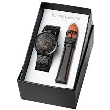Des montres pour hommes connectées, diesel, casio, festina et autres à bon prix. Coffret Pierre Lannier 371d439 Ffbb Montre Boitier Acier Noir Poli Cadran Gris Bracelet Milanais Cuir Noiret Orange Homme Sur Bijourama Montre Homme Pas Cher En Ligne