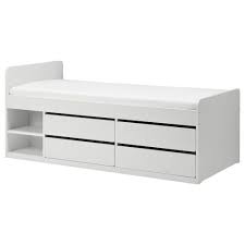 Hemnes White Malfors Medium Firm Day Bed W 3 Drawers 2 Mattresses 80x200 Cm Ikea In 2021 Bed Frame With Storage Ikea Bed Day Bed Frame
