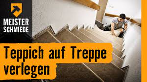 Achte bei der verlegung von veloursteppich auf treppen immer darauf, dass die florrichtung nach unten zeigt, so hält er länger. Teppich Auf Treppe Verlegen Hornbach Meisterschmiede Youtube