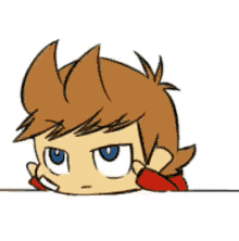 Tom wears a blue hoodie, large spiky hair (he called it steve in moving targets), no eyes, and a spherical head. Tord Tom Gifs Tenor