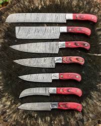 Damascus Steel Kitchen Knife Set In 2020 Kitchen Knives Custom Kitchen Knives Damascus Kitchen Knives
