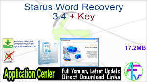 Jika hal ini baru terjadi, file akan muncul. Starus Word Recovery 3 5 Key