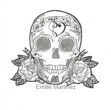 Skull Music Tattoo Sugar Skull Designs Mexican Skulls Music Logo Sugar Sugar Skull Tattoos Old School Tattoo Designs Tattoo Stencil Outline