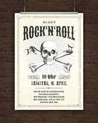 Il rockabilly come sapete è una delle prime forme di rock'n'roll, sviluppatosi negli anni '50. Drucke Selbst Einladung Rock N Roll Einladungskarten Geburtstag Halloween Zuhause Einladungen