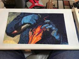 This counted cross stitch pattern of a halloween scene was created from artwork copyright of thomas wood. 1st Full Coverage Cross Stitch Piece Pattern Based On The Painting By Kurt Huggins And Zelda Devon Illustrating M Cross Stitch Cross Stitch Patterns Painting